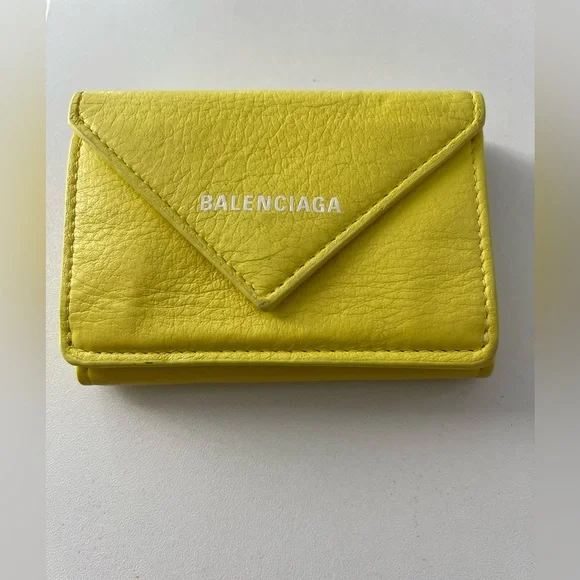 BALENCIAGA Paper Mini Trifold Wallet Purse Leather Made In Italy - Picture 17 of 17